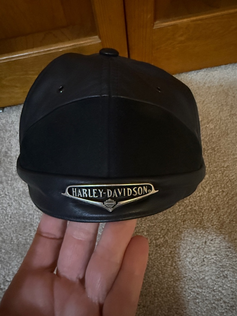 Harley-Davidson Black Leather Logo Motorcycle Cap